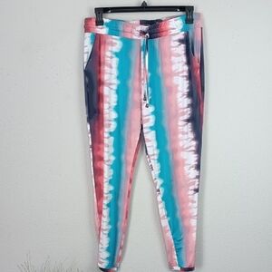 Hot Kiss Womens Multicolor Tie-Dye Drawstring Waist Lightweight Joggers Sz XL
